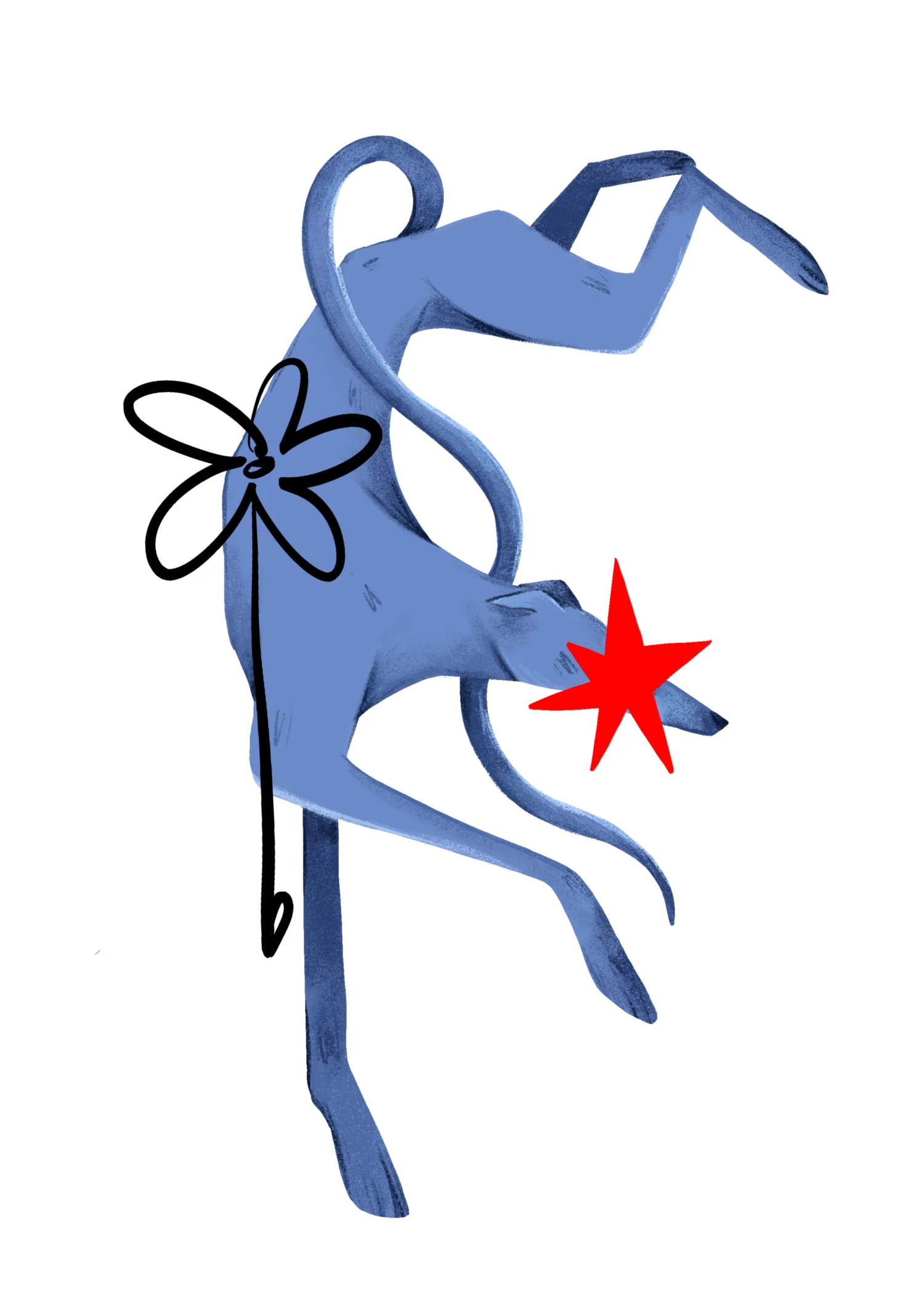 Ilustración original de un galgo azul